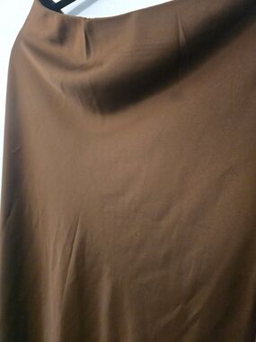 Brown Satin Midi Skirt
